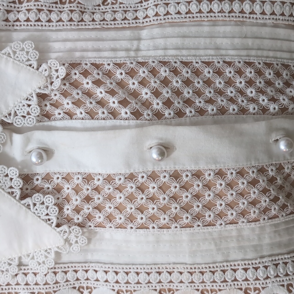 NEW..Alicia + Olivia Meeko Embroidered Eyelet Lace Trim Cotton Minidress.Size 6 - Picture 8 of 10